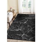 Frenda Home Mermer Desen Kaymaz Deri Taban Baskılı Siyah 120x180 cm Salon Halı