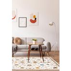 Frenda Home Vintage Desenli Beyaz 140x200 Dokuma Pamuk Taban Dijital Dekoratif Halı