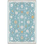 Frenda Home Vintage Desenli Mavi 140x200 Dokuma Pamuk Taban Dijital Dekoratif Halı