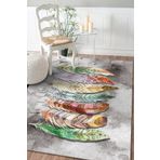 Frenda Home Yaprak Desen Pamuk Taban Baskılı Vizon 140x200 cm Salon Halı