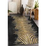 Frenda Home Zebra Desen Kaymaz Deri Taban Siyah 80x300 cm Salon Halı