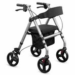 Frenli Oturaklı 4 Tekerlekli Rollator Walker, Sırt Destekli 136 kg Kapasiteli 8 İnç Tekerlekli, 80-90,4 cm Ayarlanabilir Yükseklikli Saklama Sepetli Yaşlı Hasta İç Dış Mekan İçin Rollator Yürüteç