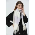 Fresco Scarfs Yumuşak Dokulu Renkli Desenli Atkı Şal Omuz Şalı Beyaz