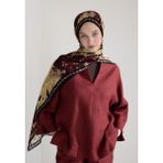 Fresh Bordo Tıny Plumerıa Floş Viskon Şal