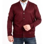 Fresh Moda Erkek Bordo Ince Yün Triko Örgü Baba Cepli Hırka - 2XL