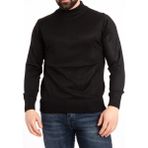 Fresh Moda Erkek Siyah Ince Yünlü Yarım Boğazlı Triko Baba Kazak - 2XL