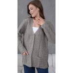 Fresh Moda Kadın Anne Büyük Beden Zincir Çiçek Motifli Hırka - Taş - 2XL