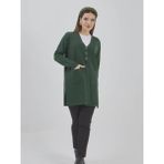 Fresh Moda Kadın Araboy Triko Hırka Esnek Likralı Akrilik Kumaşla Günlük Kullanıma Uygun Cepli - Yeşil - 2XL
