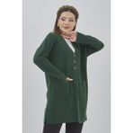 Fresh Moda Kadın Araboy Triko Mevsimlik Cepli Esnek Likralı Hırka - 02Y-Yeşil - XL