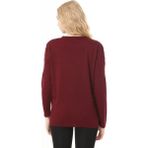 Fresh Moda Kadın Ince Triko Günlük Mevsimlik Kazak - Bordo - XL