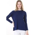 Fresh Moda Kadın Ince Triko Günlük Mevsimlik Kazak - Koyu Lacivert - XL