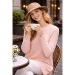 Fresh Moda Kadın Merserize Saç Örgü Standart Tunik Kazak - Pudra
