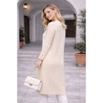 Fresh Moda Kadın Mevsimlik Petek Desen Uzun Büyük Beden Triko Kazak - Krem - Standart