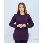 Fresh Moda Kadın Triko Kışlık Orta Yaş Günlük Anne Bluz Kazak - 2XL - Mor