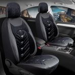 Fresh Start fiat Albea Oto Koltuk Kılıfı 5'li Set Lüks Deri, Kadife Detaylı Prosev Model Siyah Beyaz - Siyah - Beyaz