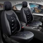 Fresh Start kia Capital Oto Koltuk Kılıfı 5'li Set Lüks Deri, Kadife Detaylı Prosev Model Siyah Beyaz - Siyah - Beyaz