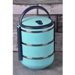 FreshBox 3 Katlı Sızdırmaz Yemek Termosu Sefer Tası Saklama Kabı Mavi 2,25 Litre Turkuaz