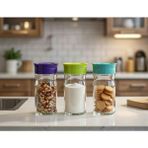 Freshkeeper Sızdırmaz 3'lü Cam Kavanoz Seti - Çok Renkli - 3 Adet - 660 ml