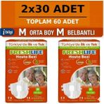 Freshlife Belbantlı Medium Orta Boy Hasta Bezi 60 Adet 2X30 Paket M