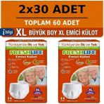 Freshlife Emici Külot Xlarge Ekstra Büyük Boy Hasta Bezi 60 Adet 2X30 Paket Xl - Beyaz