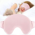 FRESHME Çocuk Pembe İpek Uyku Maskesi - %100 Cilt Dostu Yumuşak Sevimli Karartma İpek Göz Maskesi Erkek ve Kız Çocuklar için, Gece Kestirme Seyahat için Saf İpek Göz Körüğü