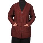 Fresh&Moda Büyük Beden Kadın Borda Düğmeli Kısa Hırka
