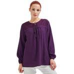 fresh&moda Kadın Mor Şile Bezi Anne Penye Bluz - XL