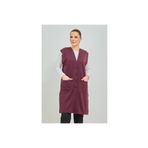 Fresh&Moda Kadın Mürdüm Uzun Cepli Düğmeli Penye Anne Büyük Beden Tunik Yelek