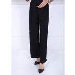 Fresh&Moda Kadın Siyah Beli Lastikli Ayrobin Kumaş Bol Paça Büyük Beden Pantolon