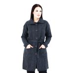 Fresh&Moda Kadın Uzun Düğmeli Cepli Kuşaklı Yakalı Yün Hırka Anne Hırka fürme.. - L