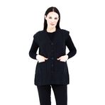 Fresh&Moda | Kadın V Yaka Düğmeli Cepli Örgü Yün Triko Anne Kısa Yelek Siyah - M