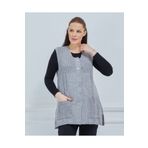 Fresh&Moda Kadın Yuvarlak Yaka Triko Cepli Düğmeli Kışlık Yün Yelek
