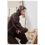 Freshscarfs Acı Kahve Soft Garden Desen Pamuk İpek Eşarp