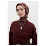 Freshscarfs Bordo Jenephıe Desen Pamuklu Viskon Eşarp