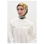 Freshscarfs Haki Gardenıa Desen Pamuklu Viskon Eşarp