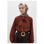 Freshscarfs Haki Mıdnıght Floral Desen Pamuklu Viskon Eşarp