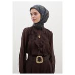 Freshscarfs Lacivert Leana Desen Pamuklu Viskon Eşarp