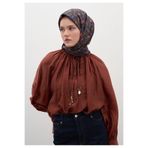 Freshscarfs Mor Leana Desen Pamuklu Viskon Eşarp