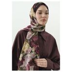 Freshscarfs Mürdüm Rose Breeze Desenli Pamuk Viskon Şal
