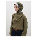 Freshscarfs Siyah Gardenıa Desen Pamuklu Viskon Eşarp