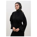 Freshscarfs Siyah Jenephıe Desen Pamuklu Viskon Eşarp