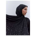 Freshscarfs STRASS TAŞLI İPEKSİ ŞAL SİYAH GÜMÜŞ