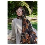 Freshscarfs SUMMER ROSE DESEN RAMİ ŞAL KAHVE