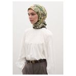 Freshscarfs Vıntage Garden Desen Pamuklu Viskon Eşarp Yeşil