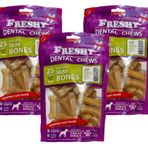 Freshy Dental Natürel Pres Köpek Kemirme Kemiği - Üçlü Set- 5 Santim - 75'li Paket - 750 Gram