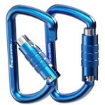 FresKaro 3 inç Twist Locking karabina klips, ağırlık sınıfı 1224 kg, otomatik kilitli alüminyum karabina, hamak, yoga, salıncak, kamp, anahtarlık, güvenli köpekler için (mavi), FK-1808TN