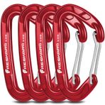 FresKaro 4 adet 15kN Wiregate caribeener klips, Carabiner Ağır Hizmet, Sağlam EDC Aksesuar klipsi, Tırmanma için Değil, Büyük Boy, Hafif, Yürüyüş, Kamp, Balık Tutma, Dış Mekan, Sırt Çantası, Kırmızı