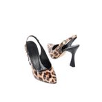Freydis Kadın Leopar Rugan Stiletto 10 Cm Arkası Açık Tokalı Kadeh Klasik Topuklu Ayakkabı Sarı-36