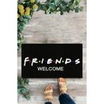 Friends, Siyah Paspas, Iç ve Dış Kapı Önü Paspası, Dekoratif Dijital Baskı Paspas, Çeyiz Paspas - 45 X 70