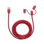 Frisby FA-7558UC 3Mt Örgülü USB Data - Şarj Kablo 3İn1 (İos-Android-Type-C) Kırmızı